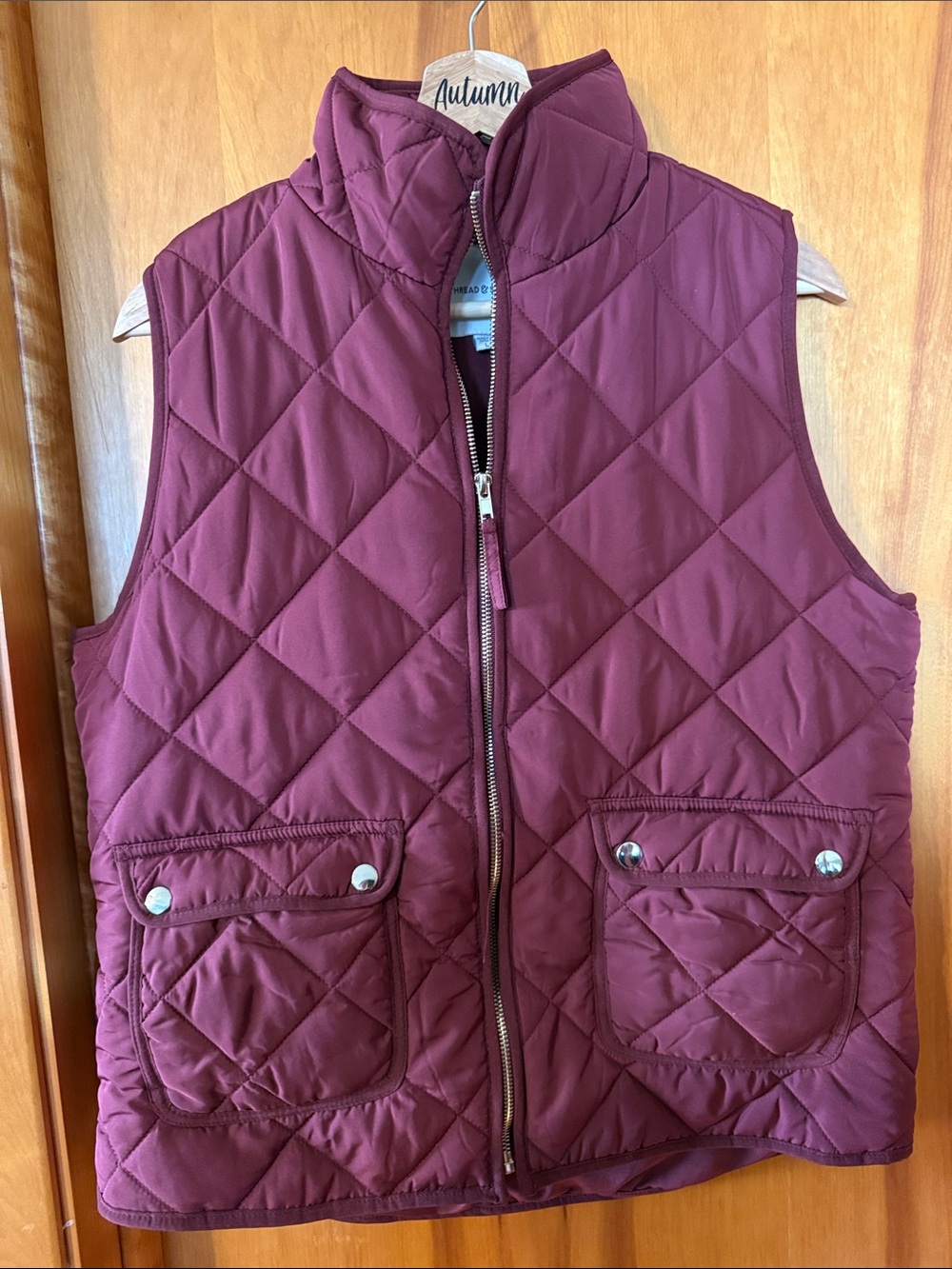 Thread & Supply Quilted Vest in Burgundy